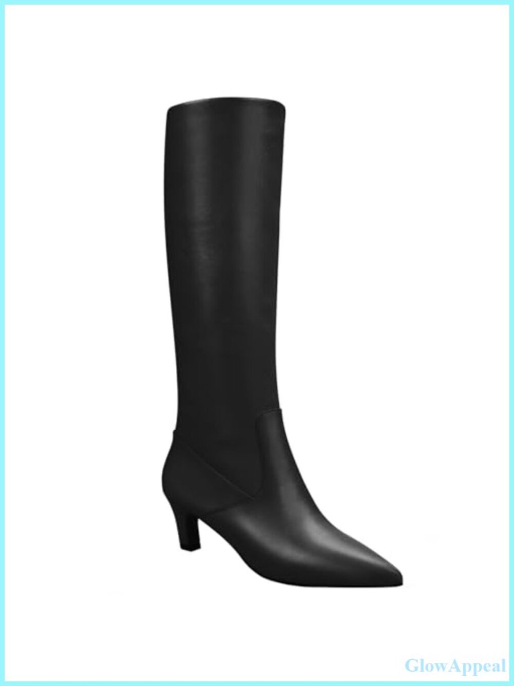 Kitten Heel Knee High Boots Pointed Toe Faux Leather Tall Fall